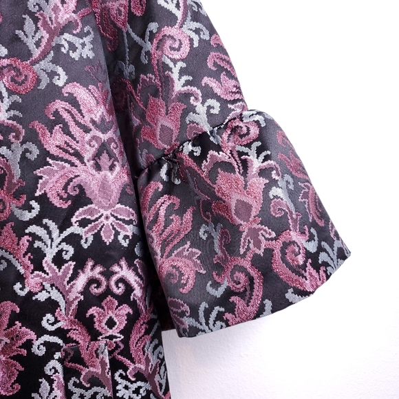 Kate Spade Black/Pink/Blue Finer Things Multi-color Tapestry Jacquard Coat - Picture 9 of 13